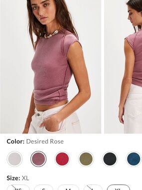 We The Free Desired Rose Ribbed Sleeveless Tank